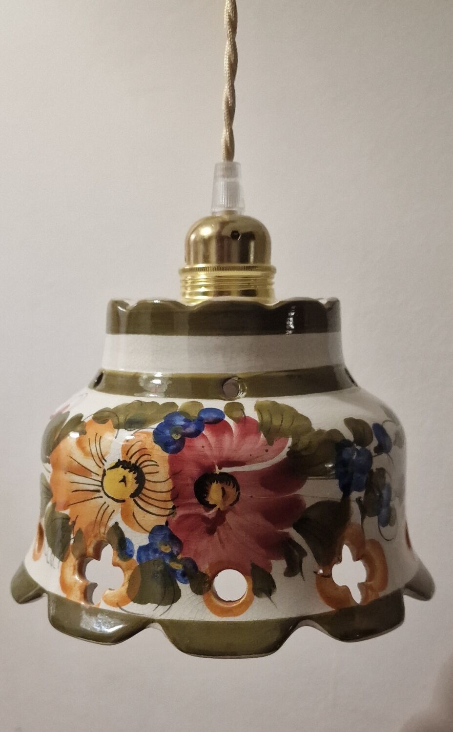 Rustic hand-painted pendant light
