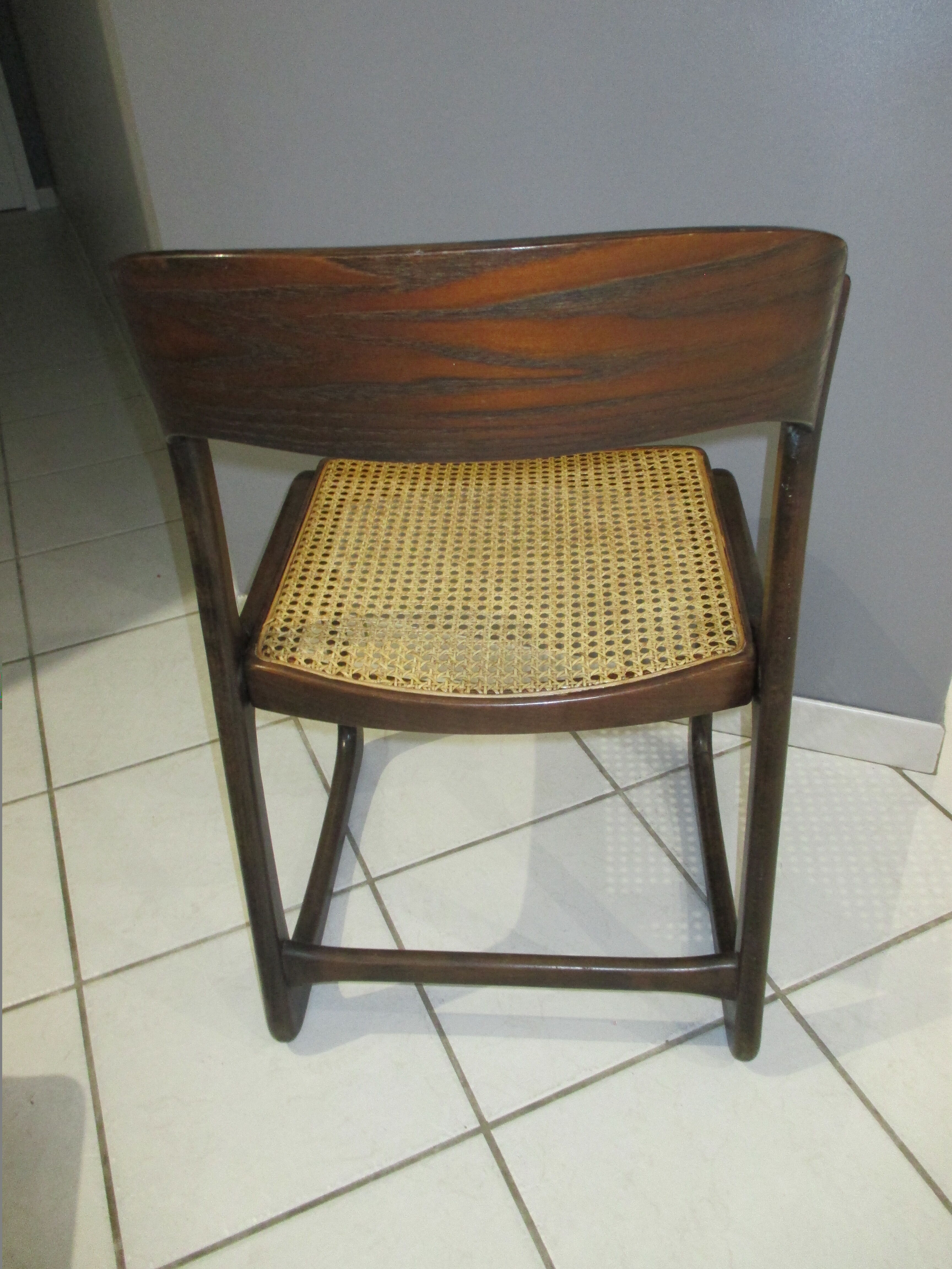 Set of 4 Baumann canned chairs model sled 1970