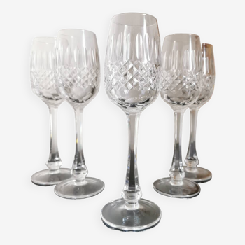 5 tall crystal glasses