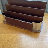 Art deco mail rack mahogany and chrome