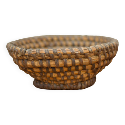 Panière tressée vintage, petit panier tressé, panier à pain, banneton