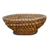 Panière tressée vintage, petit panier tressé, panier à pain, banneton