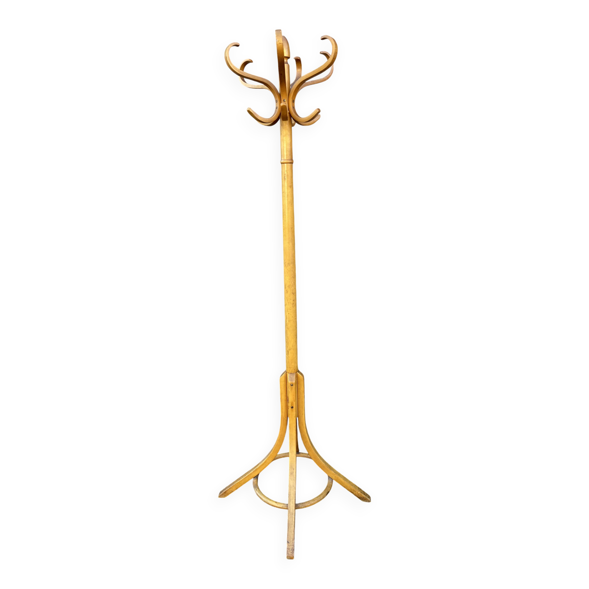 Antique French Art Deco Parrot Coat Rack Curved Wood Baumann