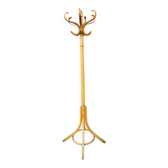 Antique French Art Deco Parrot Coat Rack Curved Wood Baumann