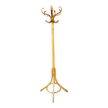 Antique French Art Deco Parrot Coat Rack Curved Wood Baumann