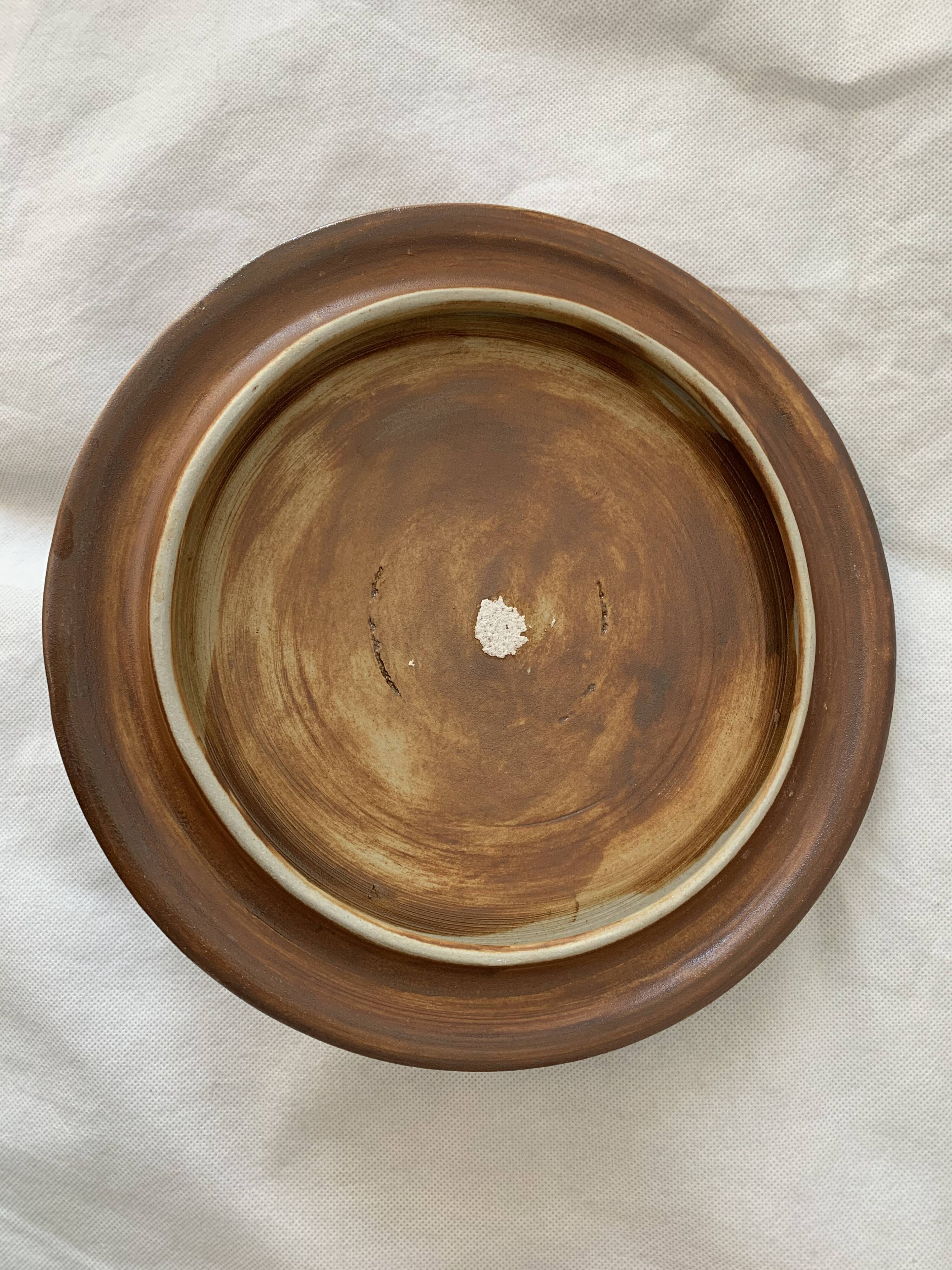 Service dish enamelled sandstone Pottery of the Vallauris Dove