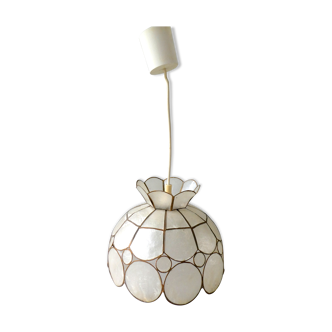 Hanging lamp mother-of-pearl and brass from the 1970