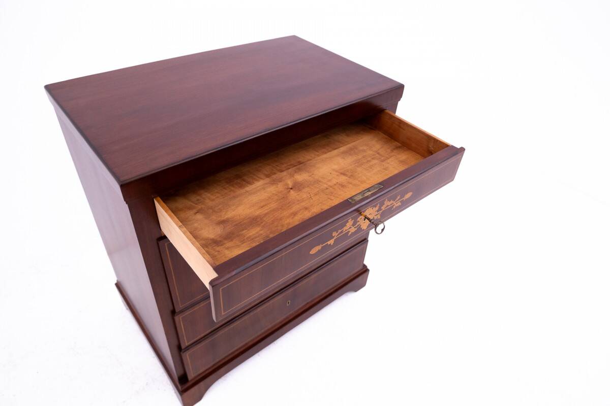 Inlaid antique chest of drawers, Northern Europe, around 1870. After renovation.