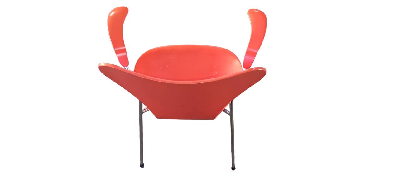 Designer office chair in compressed wood designed by Arne Jacobsen for Fritz Hansen, Denmark, 1982.