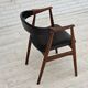 1960s, Danish armchair. Teak wood, black artificial leather.