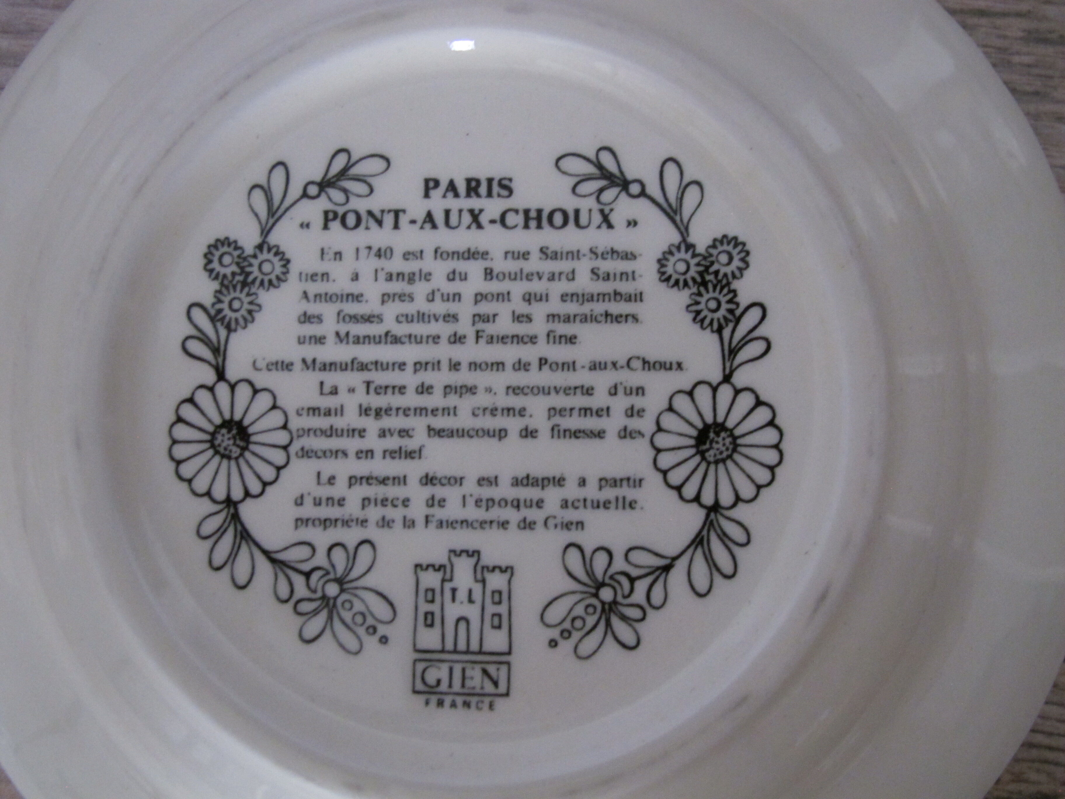Lot 6 assiettes Gien Pont aux Choux
