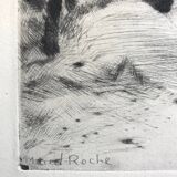 Forest under the snow, 1957. etching signed by marcel roche 1890-1959.