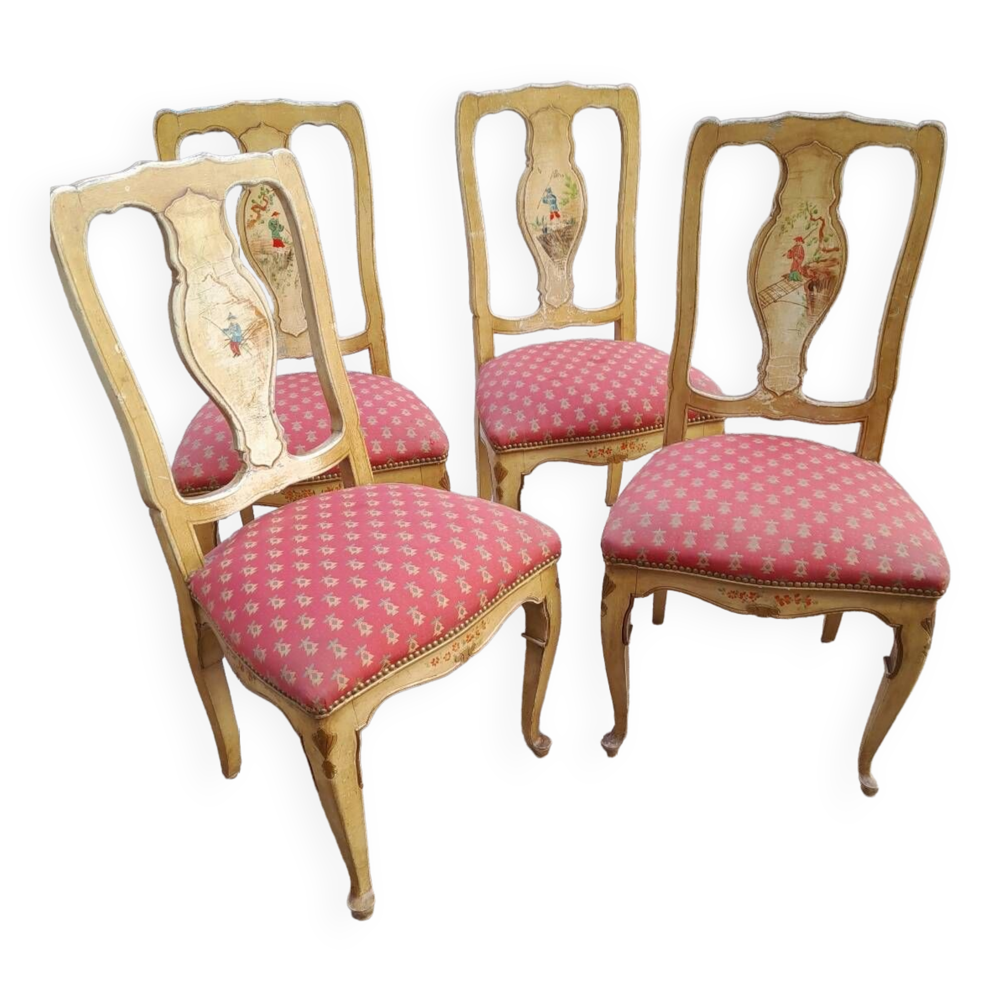 4 chaises laquées style vénitien