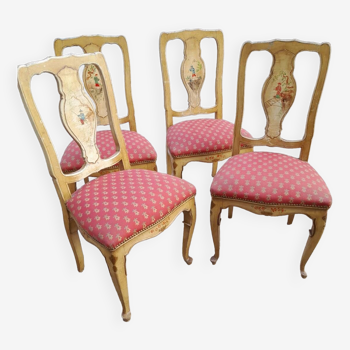 4 Venetian-style lacquered chairs