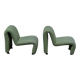Green armchairs designed by Étienne Fermigier