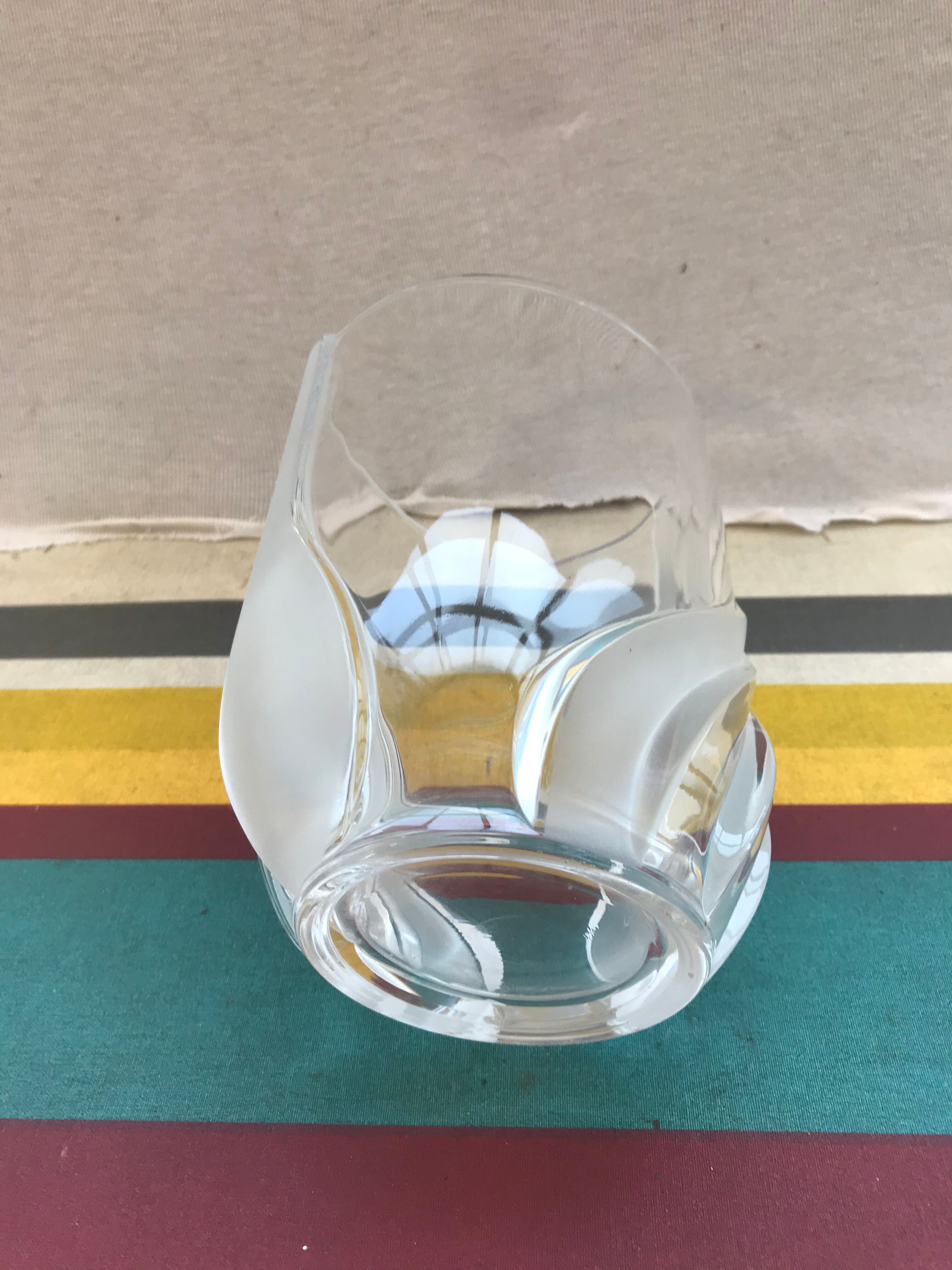 Ancient art deco moulded glass vase - vintage design decorated decor