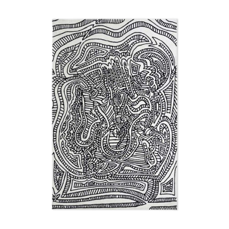 Carpet with geometric patterns in black and white, model dragoon 250 × 350 cm