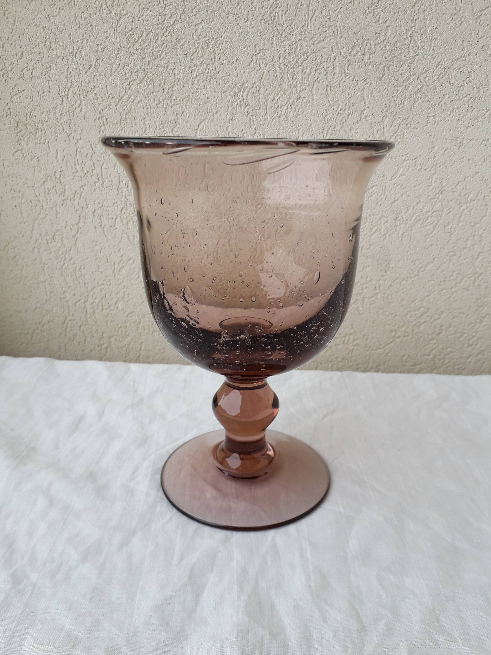 Stemmed glass in bubbled glass