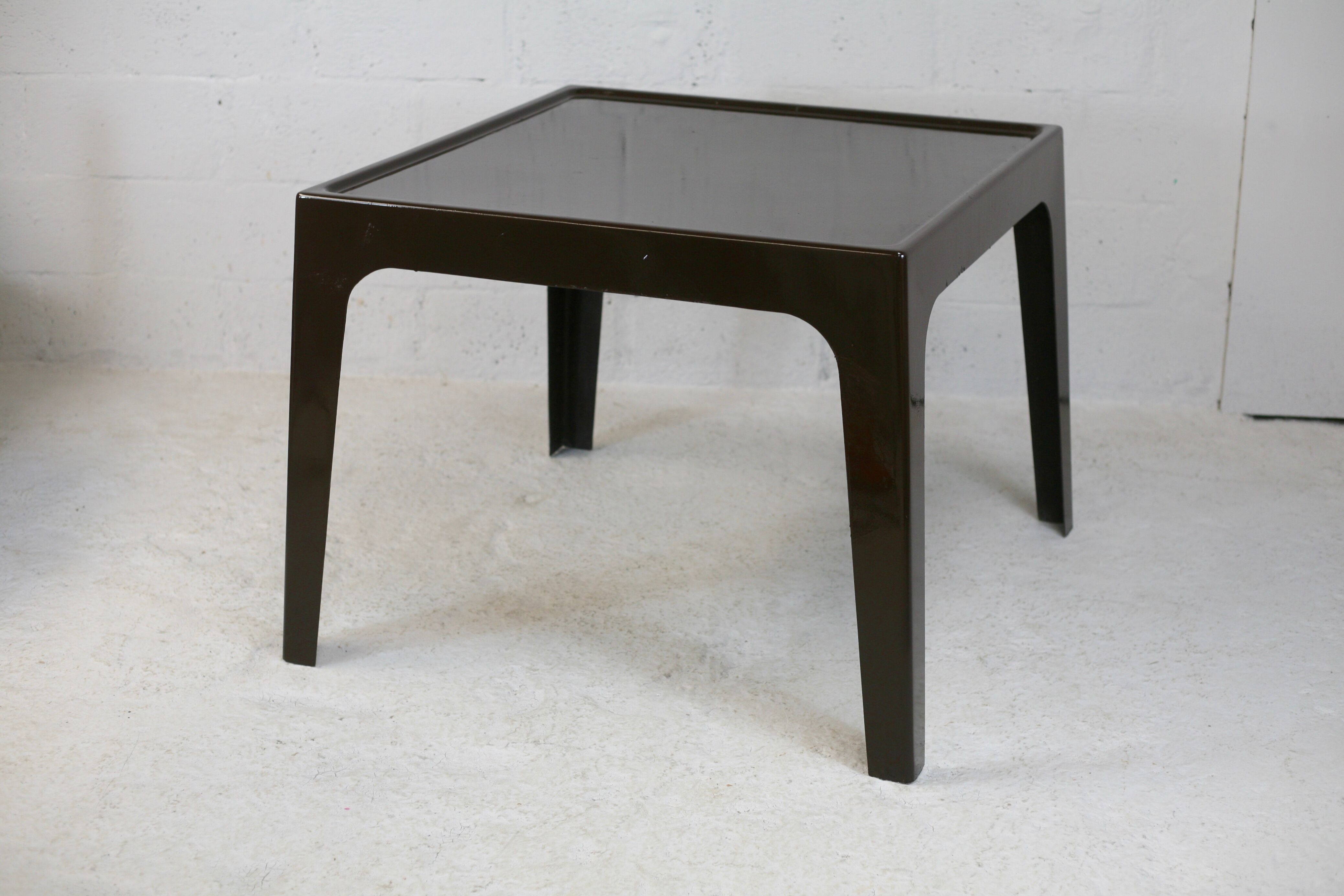 Fiberglass table, brown, France, circa 1970