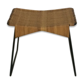 Tabouret repose pied en métal et rotin