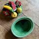 Vintage barbotine dish with fruit decorations