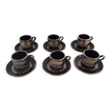 Cups and under cups with black coffee pattern greque dorea gold 24k