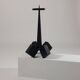 Vintage mid-century geometric brutalist floor candle holder.