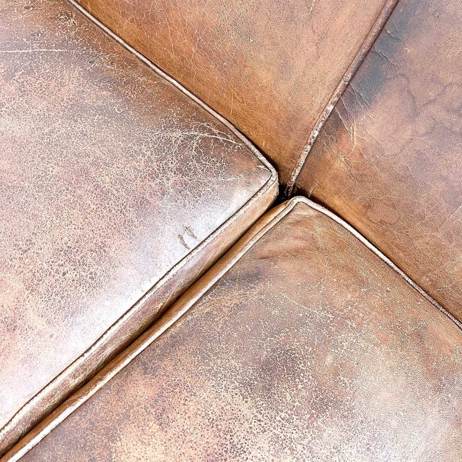 Vintage sheep leather three seater club sofa