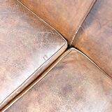 Vintage sheep leather three seater club sofa