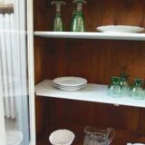 Display case, old shallow sideboard re-enchanted in cloud gray.