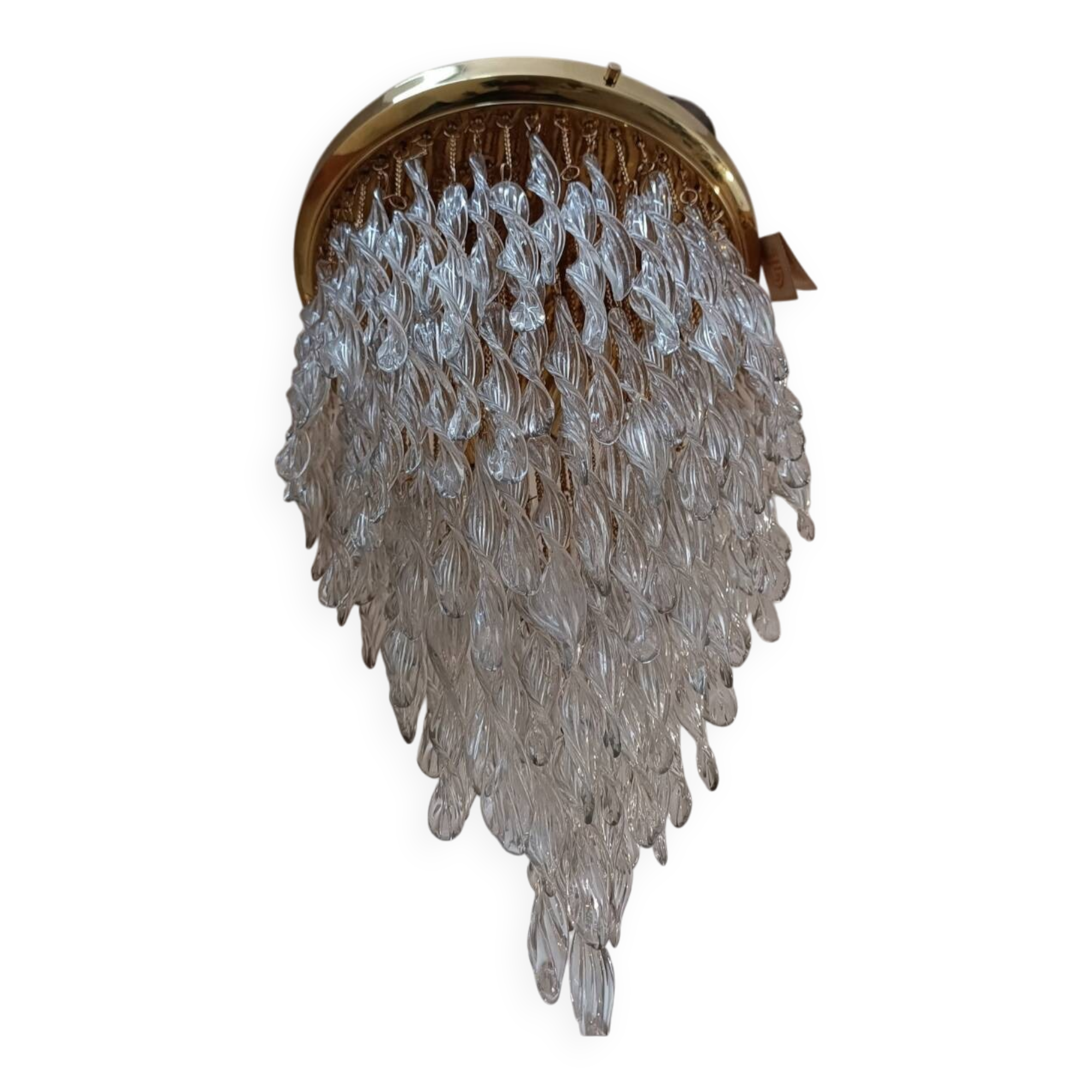 Cascading chandelier with wavy Murano crystals, 1970s
