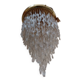 Cascading chandelier with wavy Murano crystals, 1970s