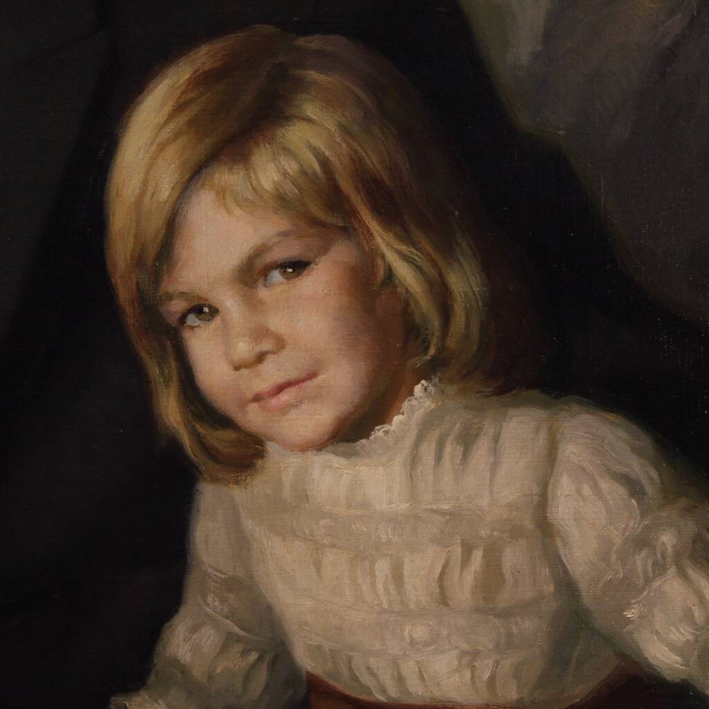 Family portrait signed Francisco Ribera and dated 1972