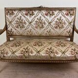 Louis XVI Style Bench In Golden Wood, mid-19th century