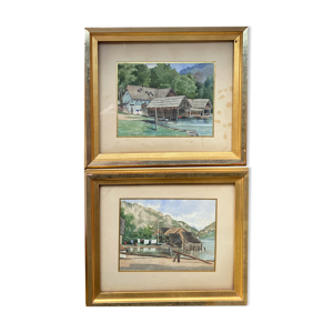 Paire d'aquarelles, Autriche Furberg