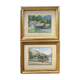 Watercolor paintings Austria Furberg and Unterach and frame circa 1950