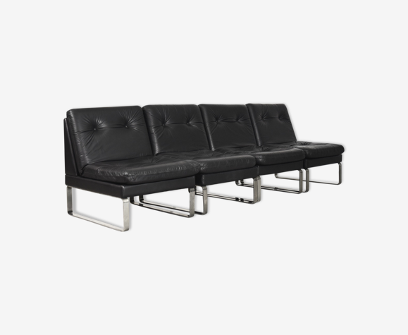 Minimalist German Leather Chrome Modular Sofa From Klöber 1980s Selency Minimalist German Leather Chrome, German Sofas Leather