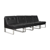 Minimalist german leather & chrome modular sofa from Klöber, 1980s