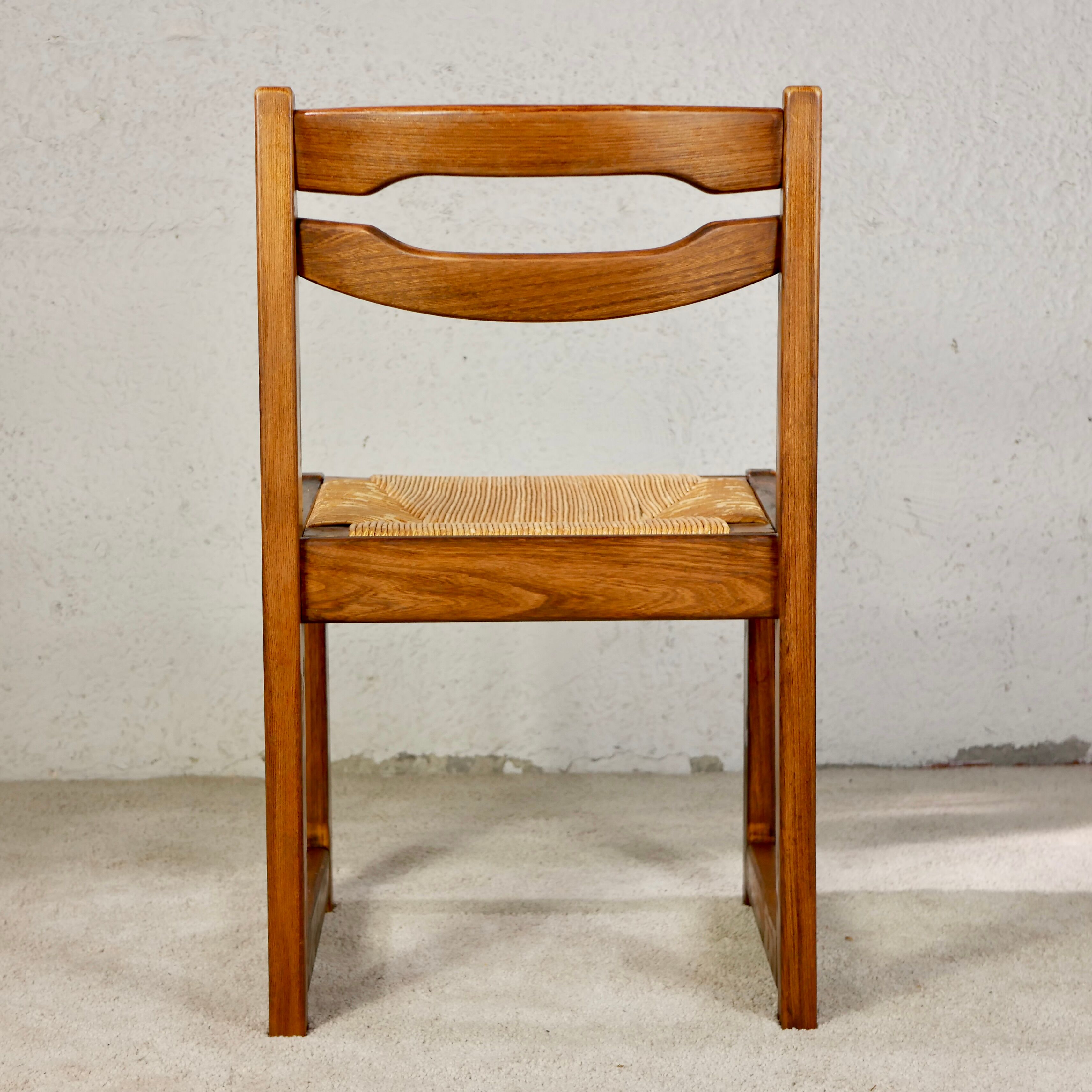 Series of 6 chairs in elm and rope Maison Regain