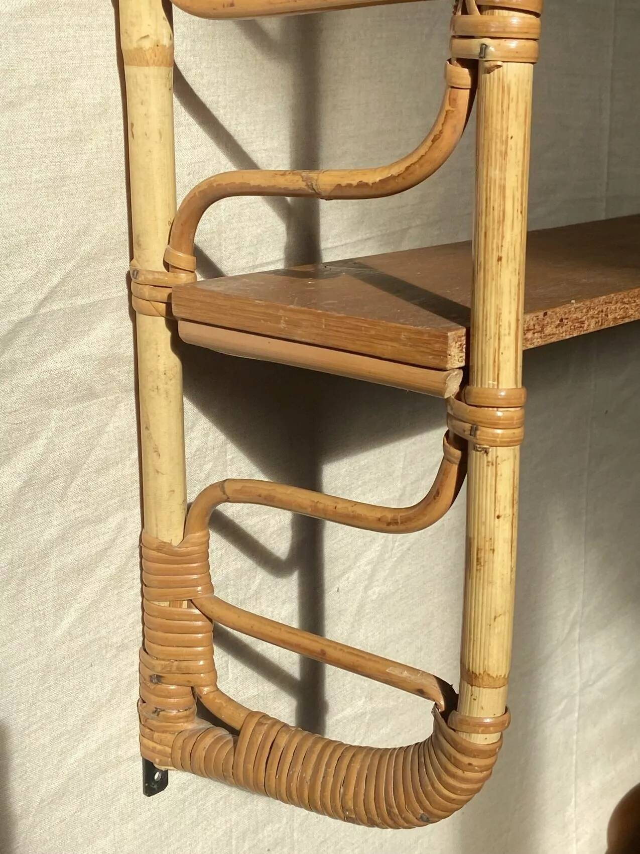 Rattan wall shelf, 1960s