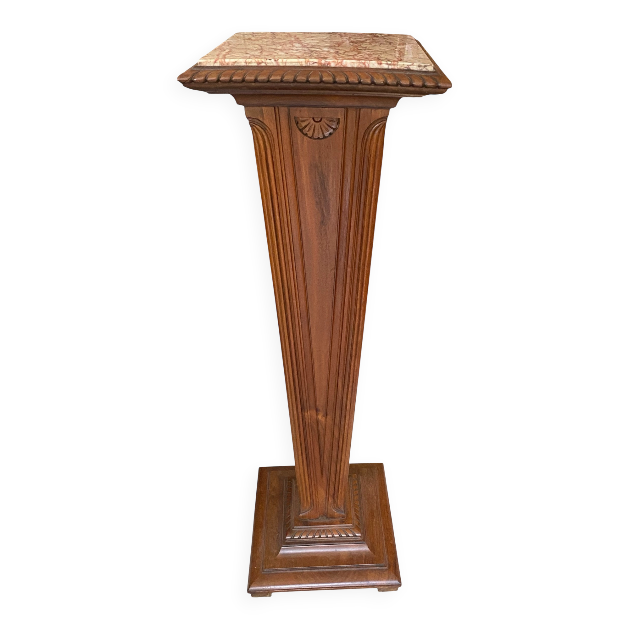 Antique wooden and marble column pedestal – Art Deco style