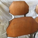 industrial chairs in brushed aluminum and wood year 80