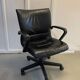 Black leather office chair Model "Qualis" by Emilio Ambasz for Tecno, 1991