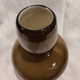 Vintage glossy brown two-layer blown glass vase, Scandinavian taste