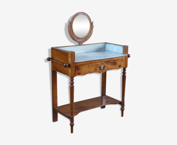 Table de toilette Louis Philippe en merisier. Coiffeuse avec son miroir d  'époque 19 ème. | Selency