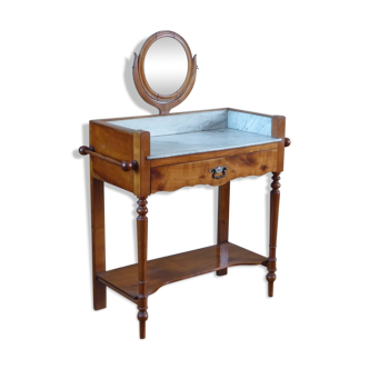 Table de toilette Louis Philippe en merisier. Coiffeuse avec son miroir d 'époque 19 ème.