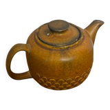 Vintage KW Feuerfest Embossed Brown Ceramic Teapot #C786