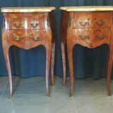 Pair of Louis XV style bedside tables in marquetry