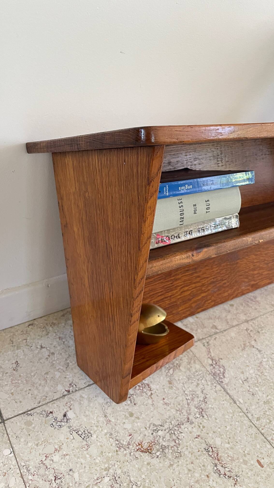 Geometric Wall Shelf Solid Oak Vintage