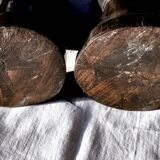 Two large Makonde warrior heads in ebony circa 1940